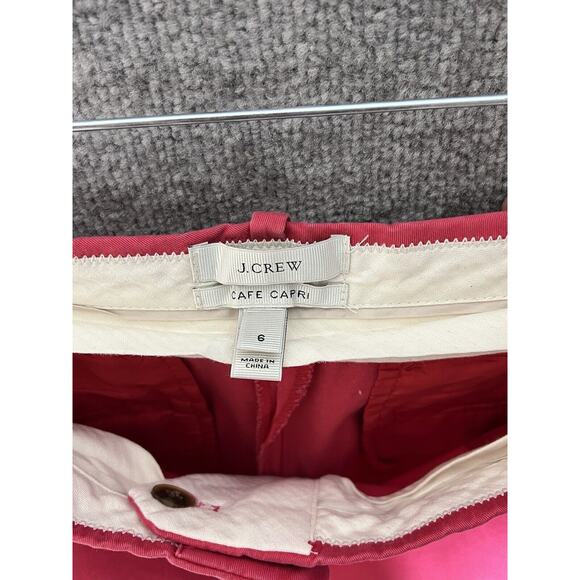 J Crew Cafe Capri Pants Womens Size 6 Pink Pockets Stretch Cropped Chino‎ - Picture 3 of 8